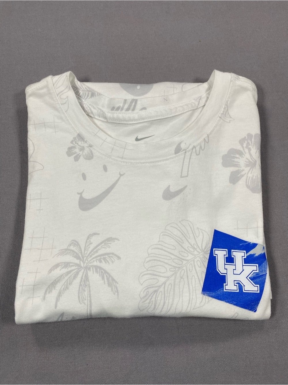 Nike Swoosh Island White Short Sleeve Tee with Blue UK Logo Patch